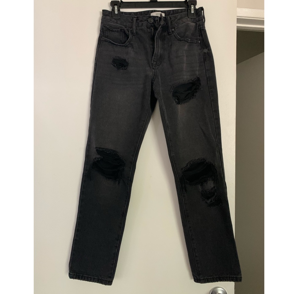 Ripped straight leg jeans